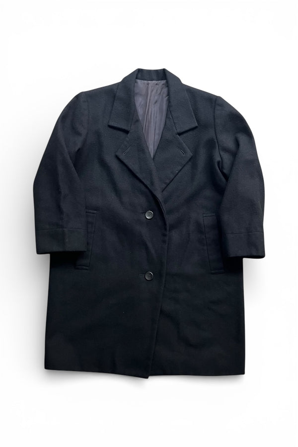 MADE IN JAPAN 80'S WOOL CHESTERFIELD COAT / BLACK [SIZE: S USED]