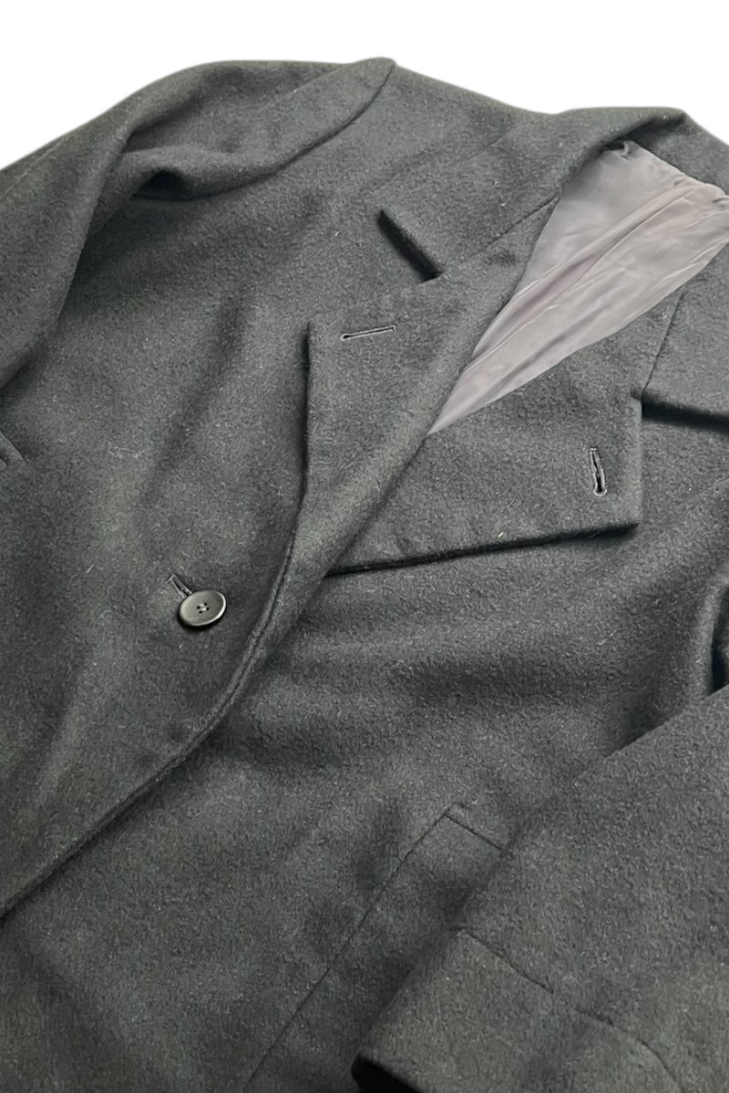 MADE IN JAPAN 80'S WOOL CHESTERFIELD COAT / BLACK [SIZE: S USED]