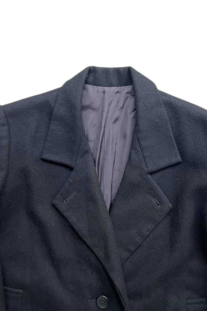 MADE IN JAPAN 80'S WOOL CHESTERFIELD COAT / BLACK [SIZE: S USED]