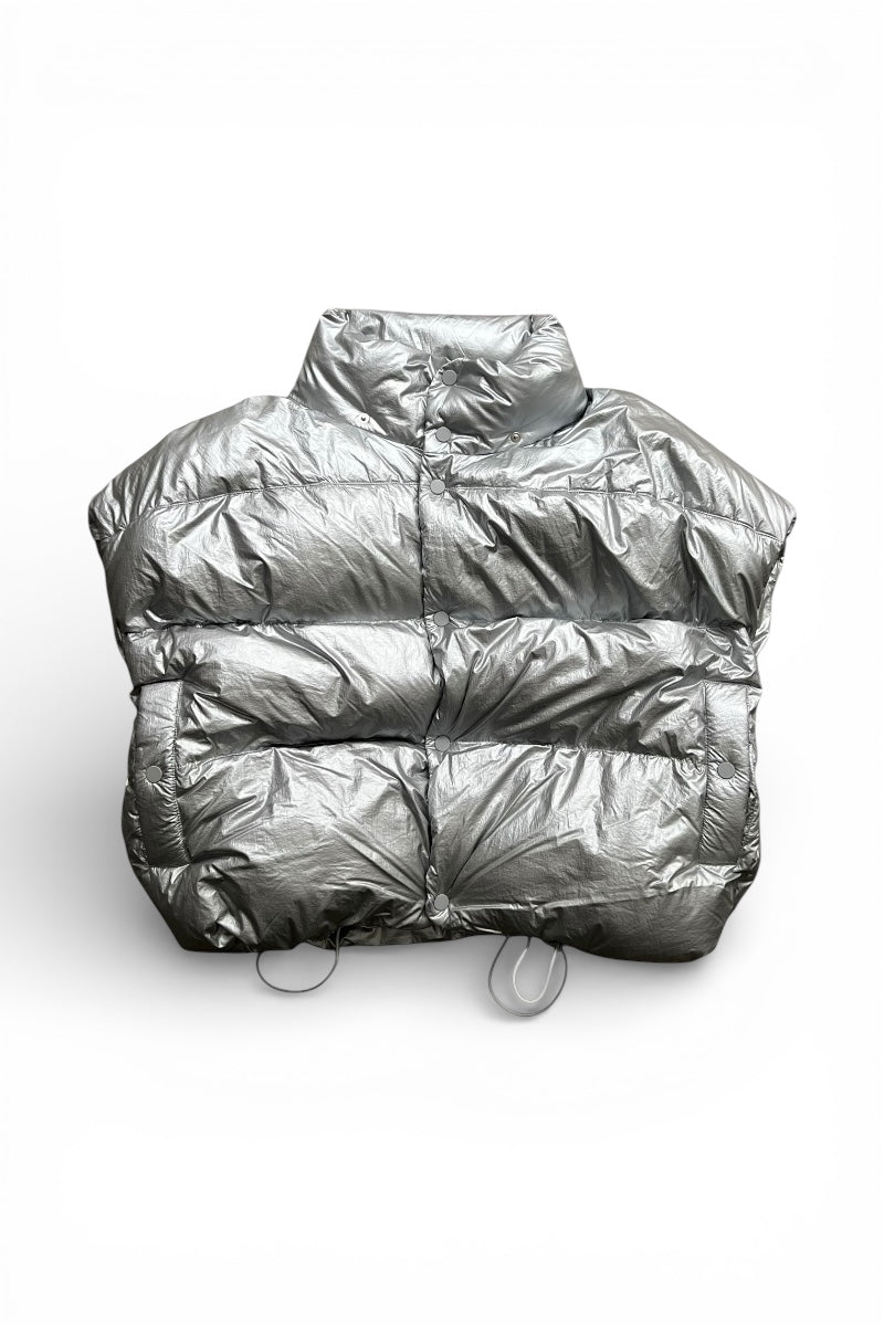 NYLON DOWN VEST / SILVER [SIZE: XXS USED]