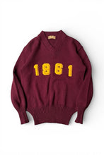 画像をギャラリービューアに読み込む, MADE IN USA 61'S WOOL V-NECK KNIT SWEATER / BURGUNDY [SIZE: M USED]
