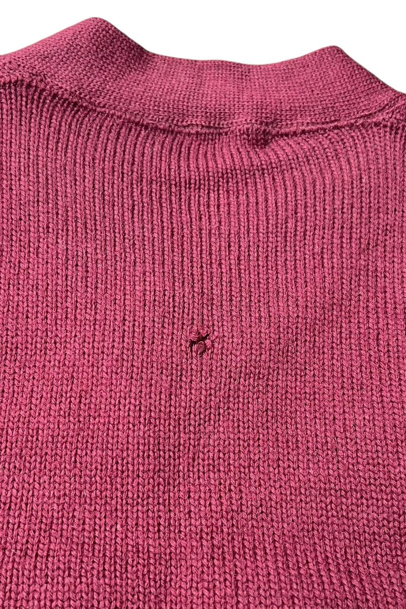 MADE IN USA 61'S WOOL V-NECK KNIT SWEATER / BURGUNDY [SIZE: M USED]