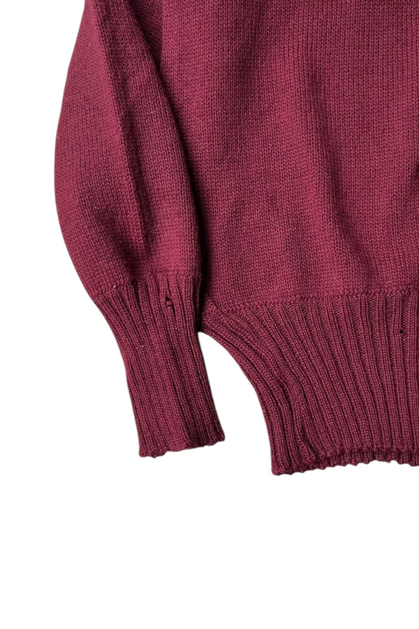 MADE IN USA 61'S WOOL V-NECK KNIT SWEATER / BURGUNDY [SIZE: M USED]