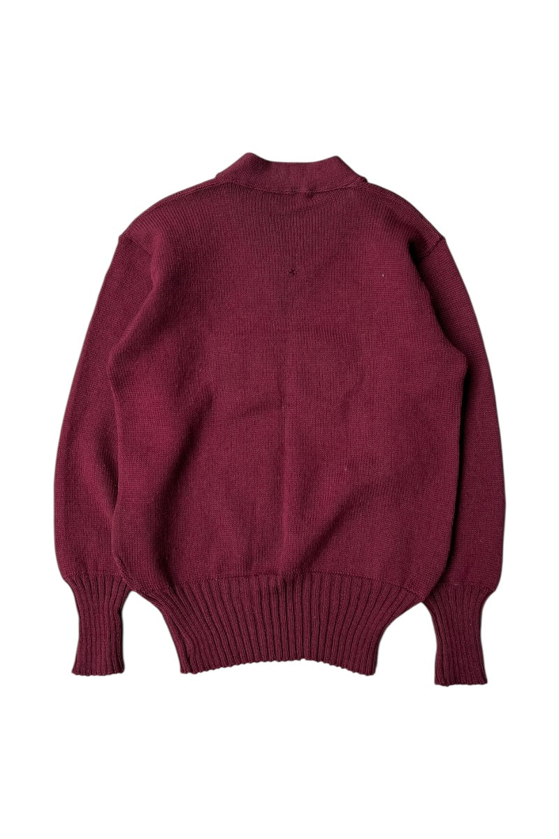 MADE IN USA 61'S WOOL V-NECK KNIT SWEATER / BURGUNDY [SIZE: M USED]