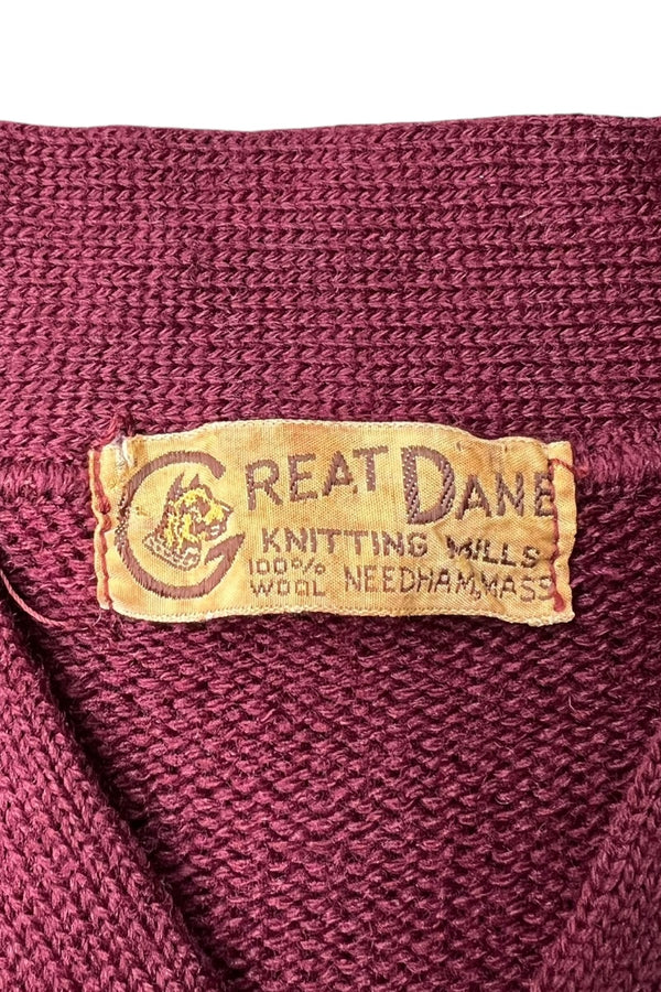 MADE IN USA 61'S WOOL V-NECK KNIT SWEATER / BURGUNDY [SIZE: M USED]