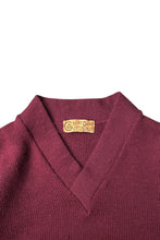 画像をギャラリービューアに読み込む, MADE IN USA 61'S WOOL V-NECK KNIT SWEATER / BURGUNDY [SIZE: M USED]
