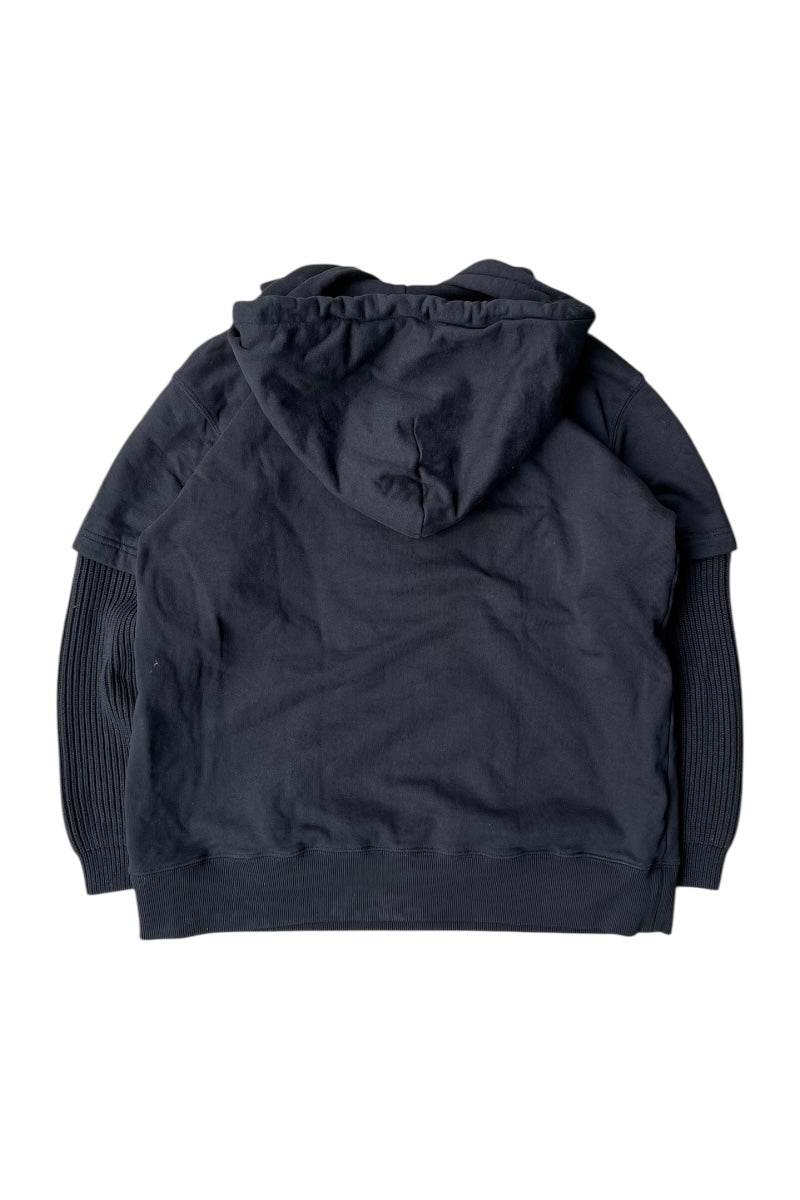 MADE IN ITALY SWITCHING HOODIE SWEATSHIRT / BLACK [SIZE: L USED]