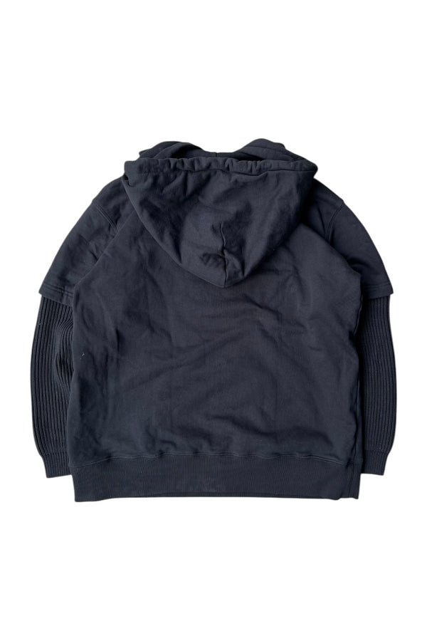 MADE IN ITALY SWITCHING HOODIE SWEATSHIRT / BLACK [SIZE: L USED]