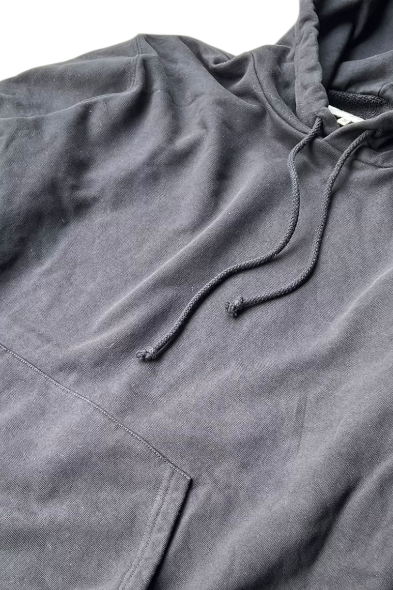 MADE IN ITALY SWITCHING HOODIE SWEATSHIRT / BLACK [SIZE: L USED]