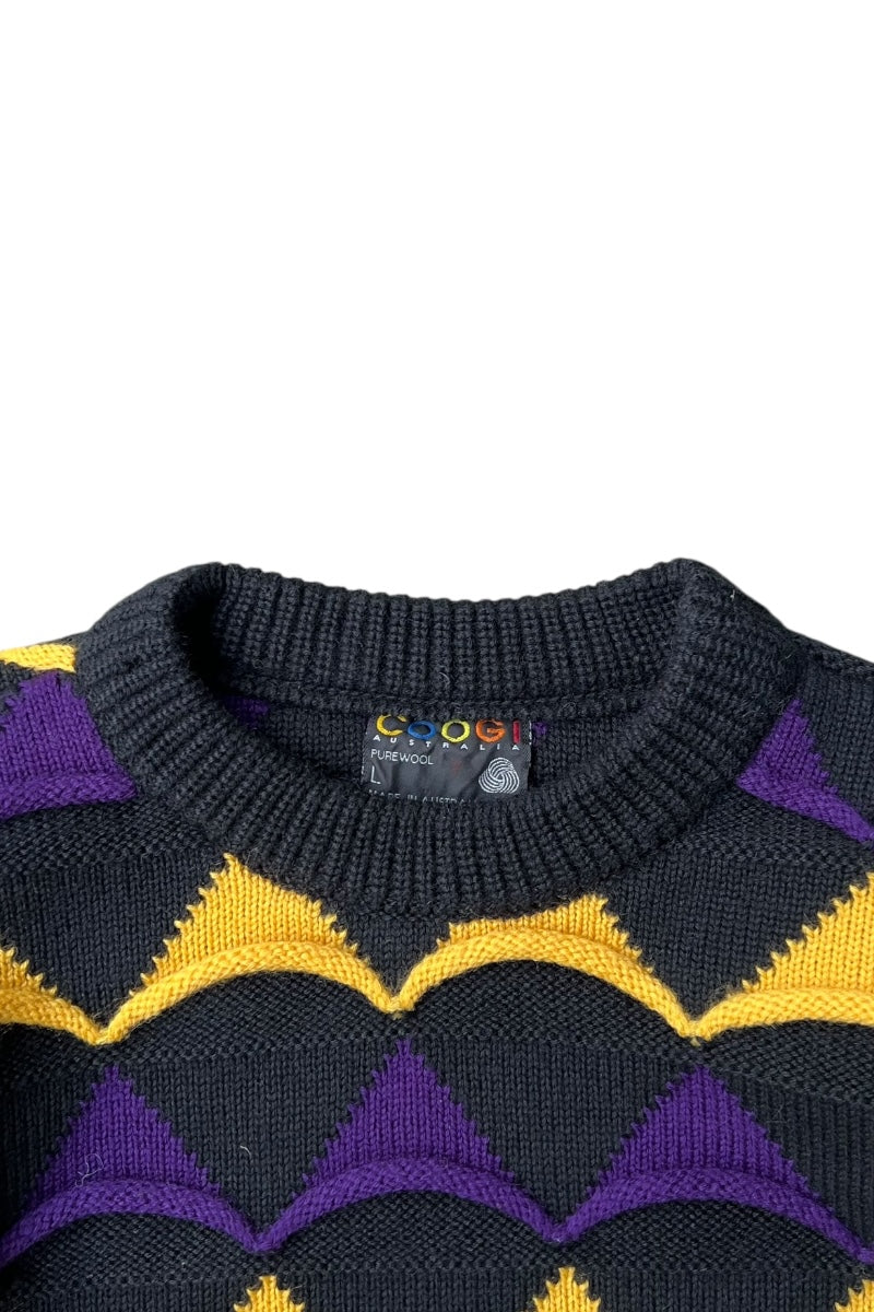 MADE IN AUSTRALIA 90'S WOOL KNIT SWEATER / BLACK [SIZE: L USED]