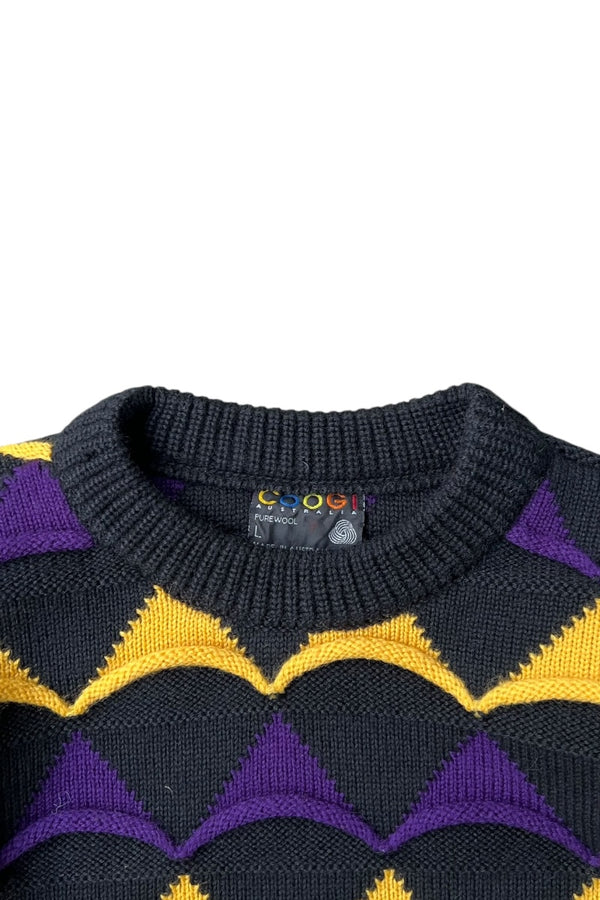MADE IN AUSTRALIA 90'S WOOL KNIT SWEATER / BLACK [SIZE: L USED]