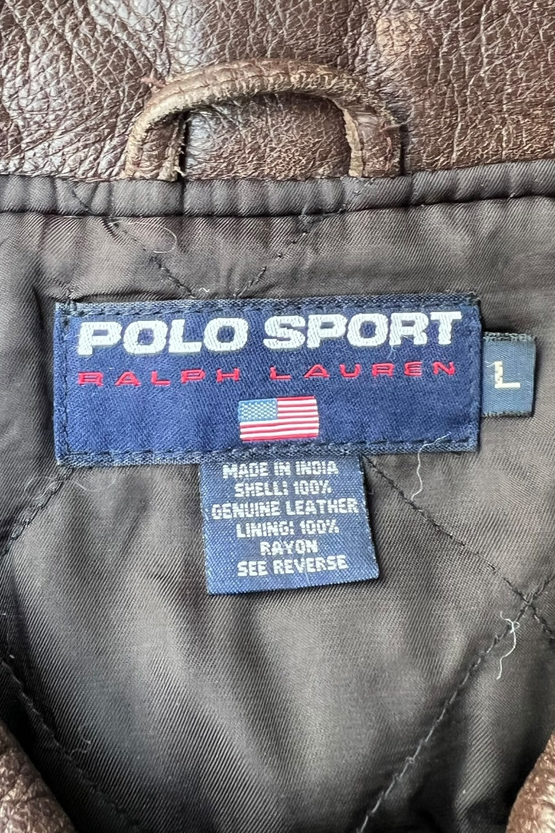 90s ZIP LEATHER JACKET / BROWN [SIZE: L USED]