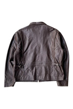 画像をギャラリービューアに読み込む, 90'S ZIP LEATHER JACKET / BROWN [SIZE: L USED]
