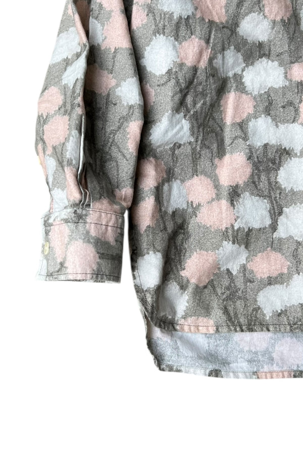 MADE IN ROMANIA L/S PATTERN SHIRT / GRAY [SIZE: S USED]