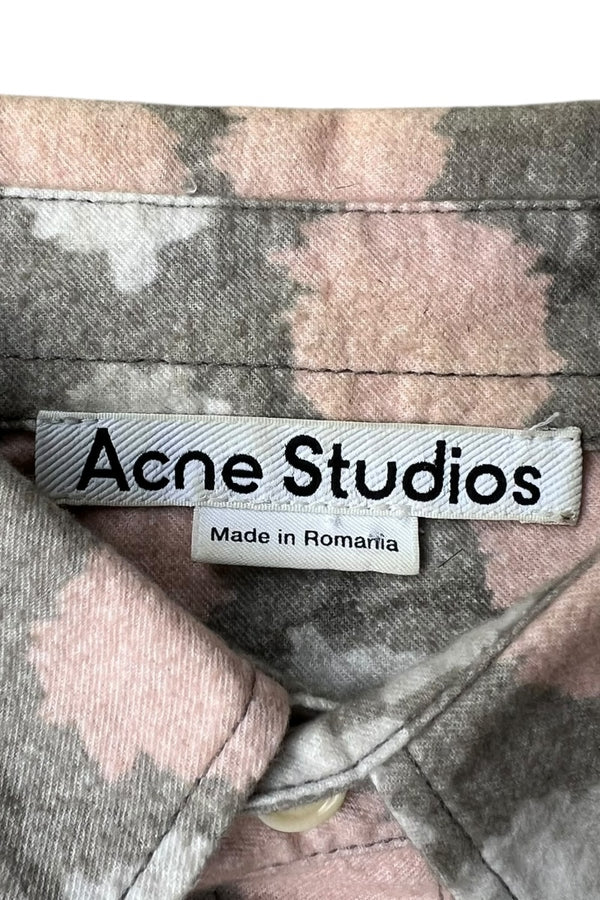 MADE IN ROMANIA L/S PATTERN SHIRT / GRAY [SIZE: S USED]