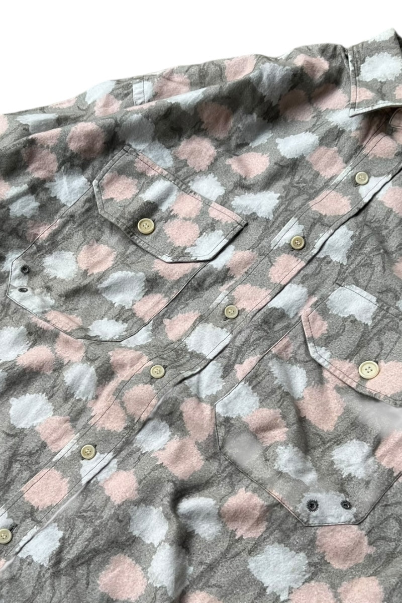 MADE IN ROMANIA L/S PATTERN SHIRT / GRAY [SIZE: S USED]