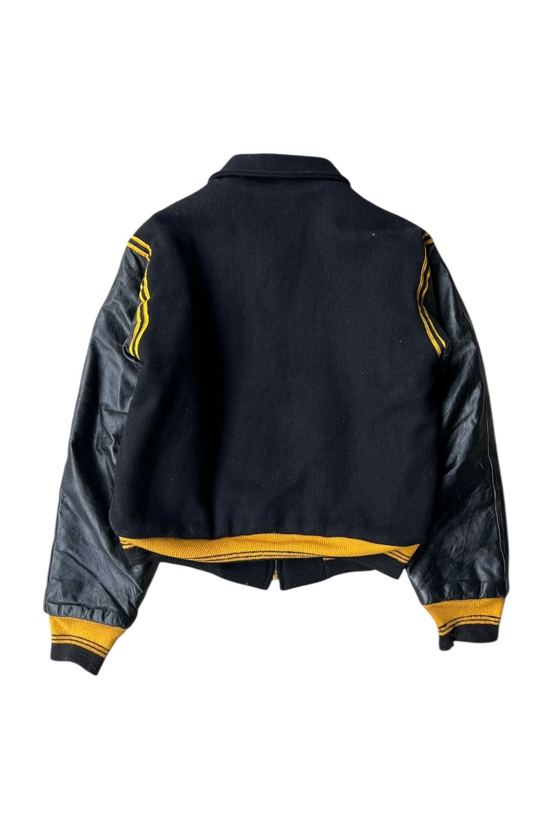 59'S LEATHER WOOL STADIUM JACKET / BLACK [SIZE: M USED]