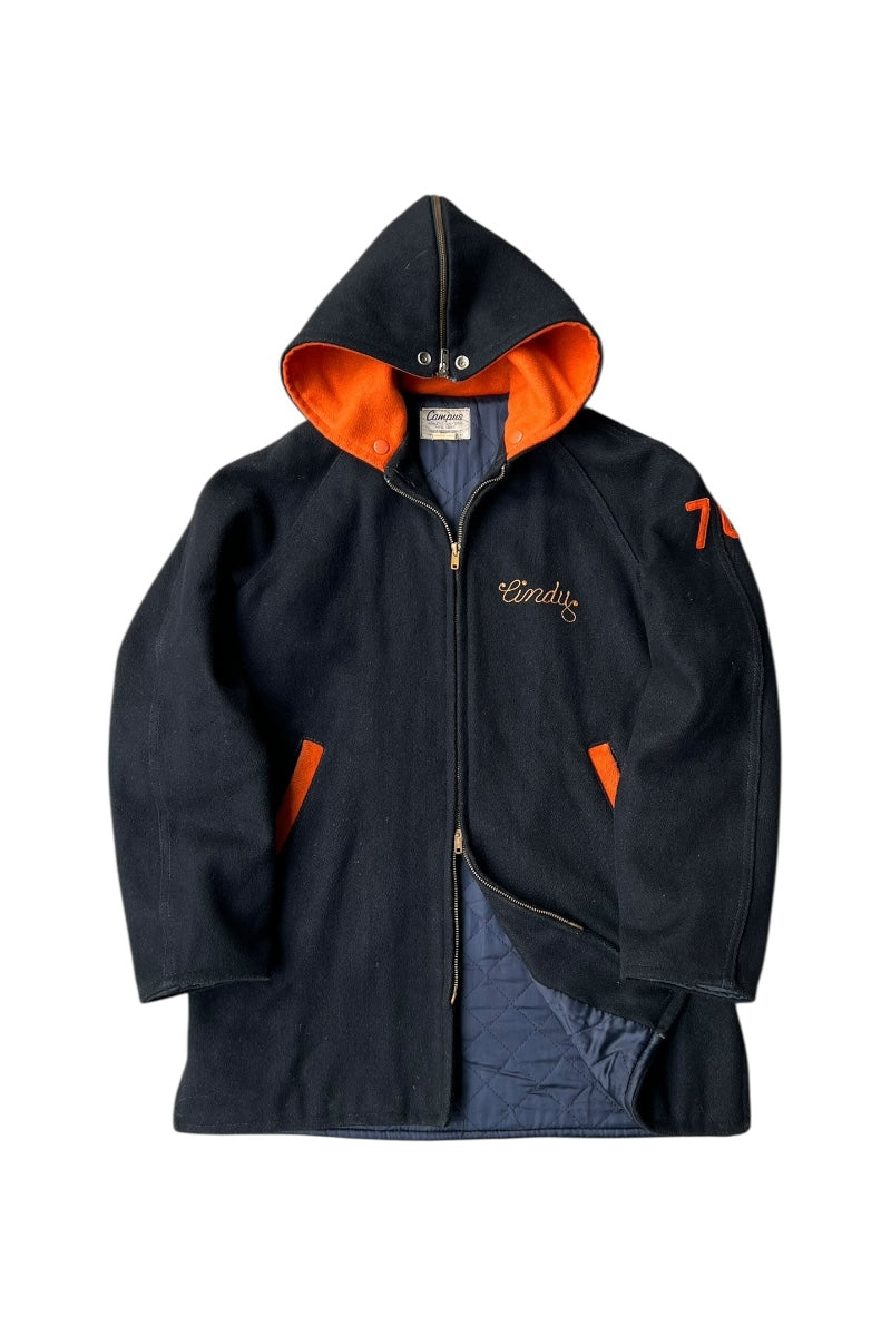 MADE IN USA 76'S WOOL HOODIE STADIUM JACKET / BLACK [SIZE: M USED]