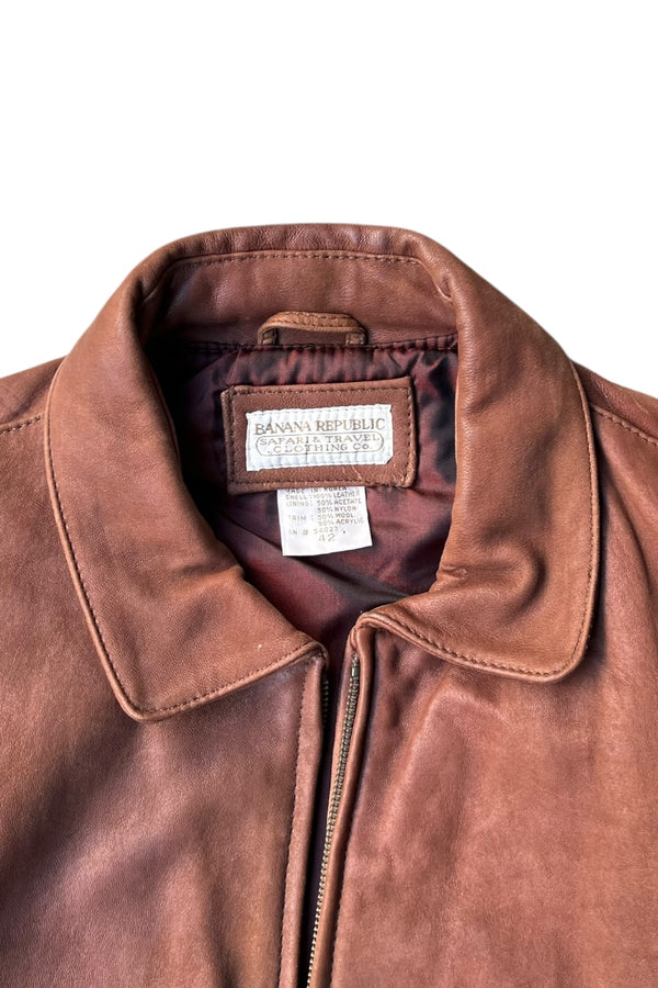 80'S NUBUCK LEATHER A-2 TYPE FLIGHT JACKET / BROWN [SIZE: 42 USED]