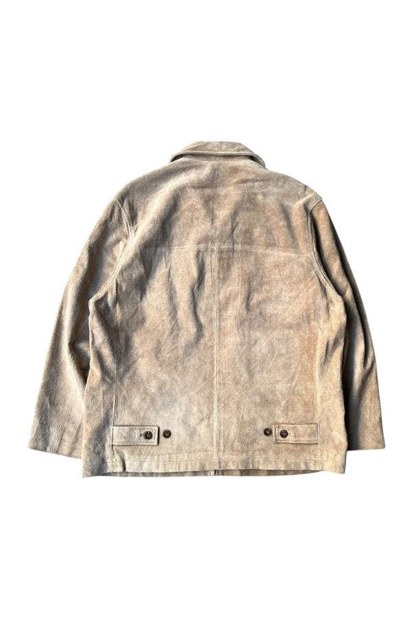 90'S SUEDE LEATHER JACKET / BEIGE [SIZE: L USED]