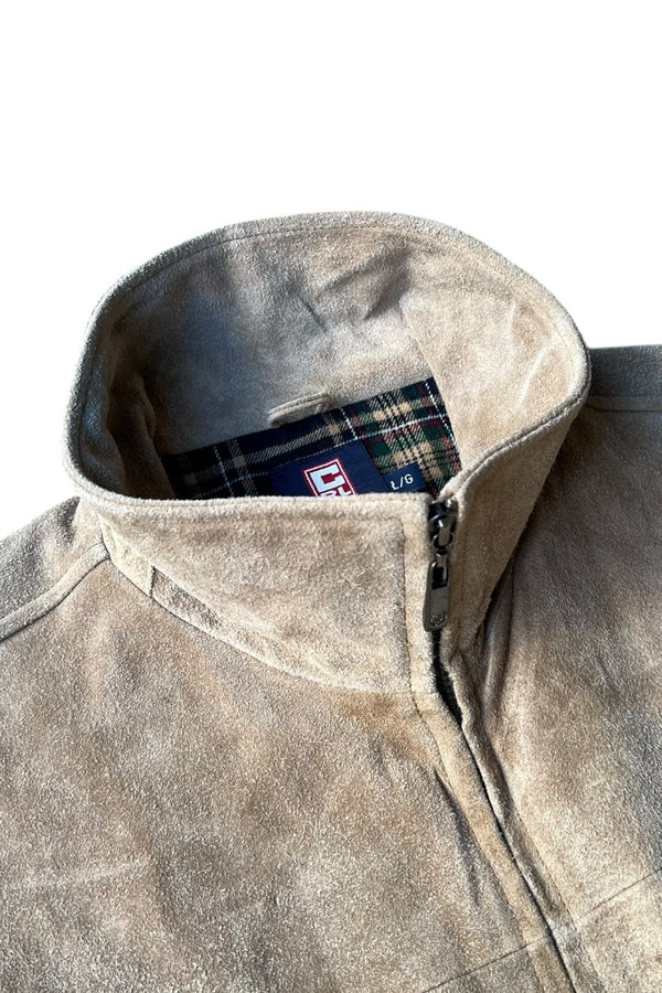 90'S SUEDE LEATHER JACKET / BEIGE [SIZE: L USED]