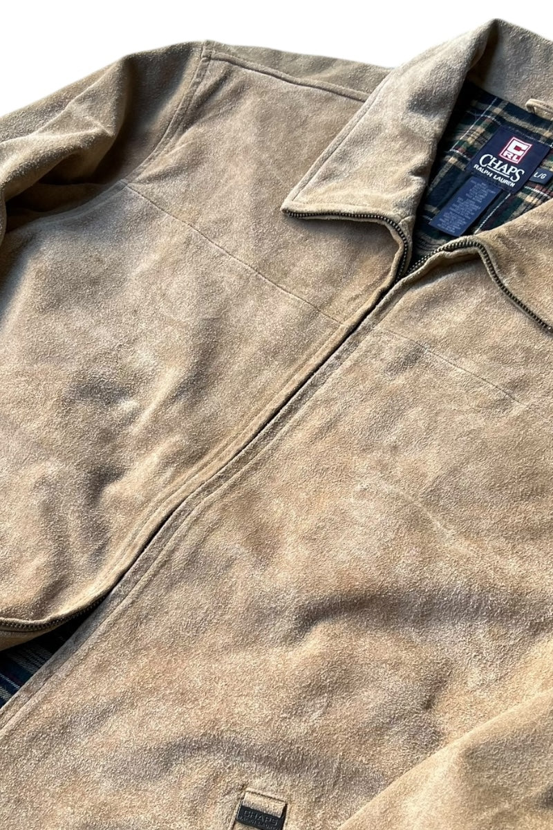 90'S SUEDE LEATHER JACKET / BEIGE [SIZE: L USED]