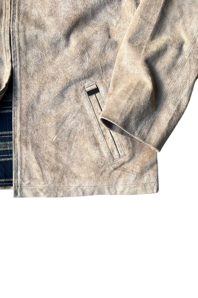 90'S SUEDE LEATHER JACKET / BEIGE [SIZE: L USED]