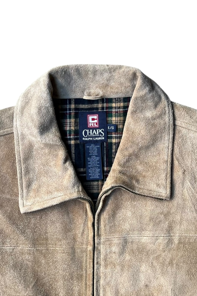 90'S SUEDE LEATHER JACKET / BEIGE [SIZE: L USED]
