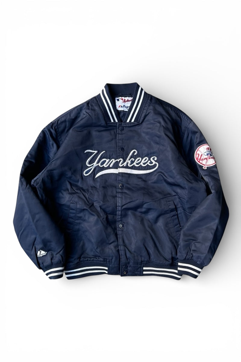90s-Early 2000s NY Yankees Nylon Stadium Jacket / Navy [SIZE: XL USED]