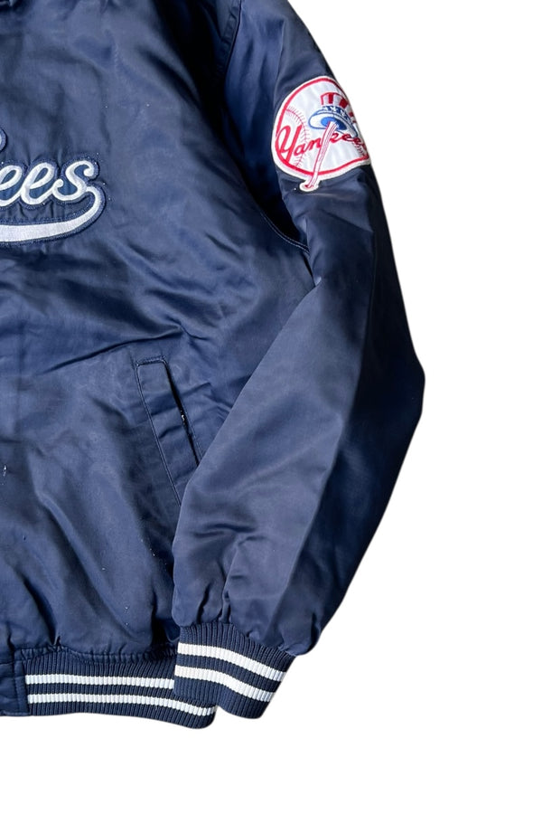 90s-Early 2000s NY Yankees Nylon Stadium Jacket / Navy [SIZE: XL USED]