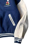 画像をギャラリービューアに読み込む, MADE IN USA 90'S MICKEY WOOL LEATHER STADIUM JACKET W/QUILTING LINER / NAVY [SIZE: S USED]
