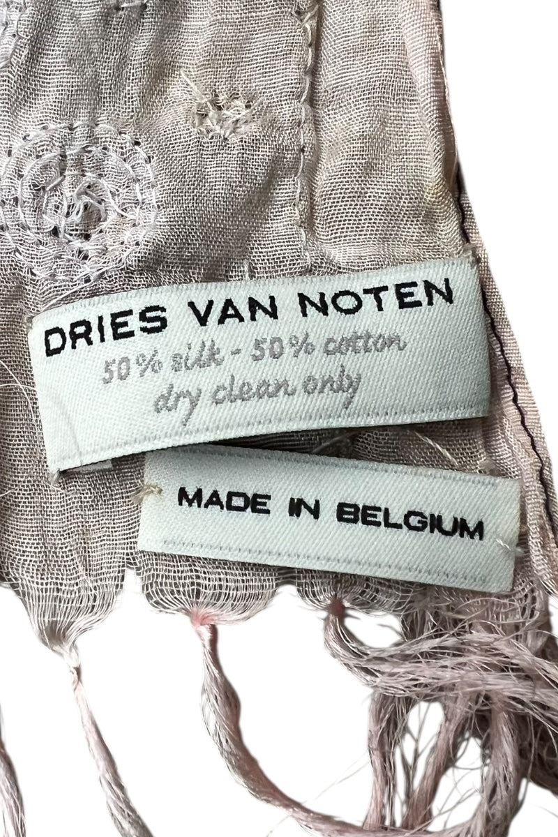 MADE IN BELGIUM 80-90'S BEADS DESIGN COTTON SILK SCARF / PURPLE [SIZE: ONE SIZE USED]
