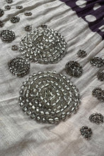 画像をギャラリービューアに読み込む, MADE IN BELGIUM 80-90'S BEADS DESIGN COTTON SILK SCARF / PURPLE [SIZE: ONE SIZE USED]
