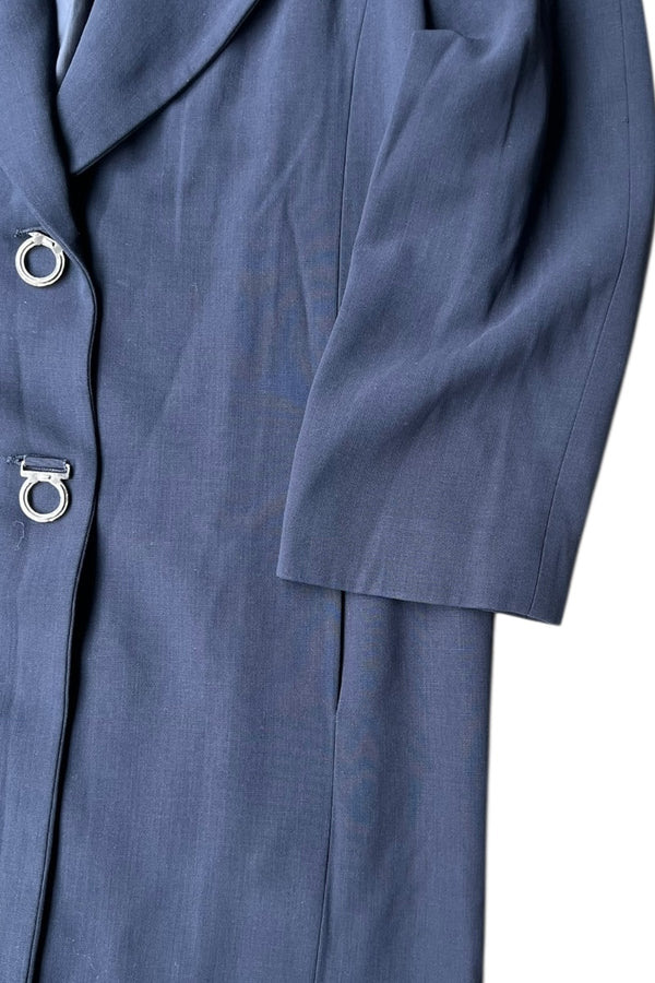 MADE IN ITALY 90'S WOOL COAT / NAVY [SIZE: 46 USED]