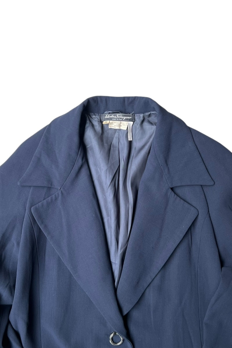 MADE IN ITALY 90'S WOOL COAT / NAVY [SIZE: 46 USED]