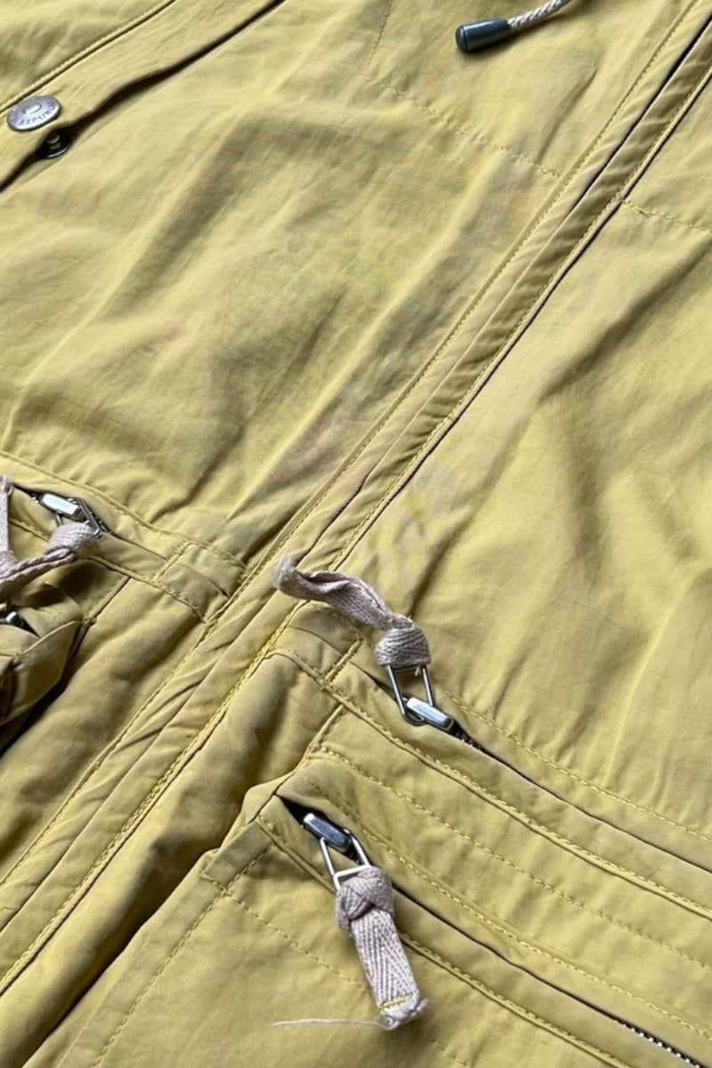 90'S NYLON HOODIE HUNTING JACKET / YELLOW [SIZE: L USED]