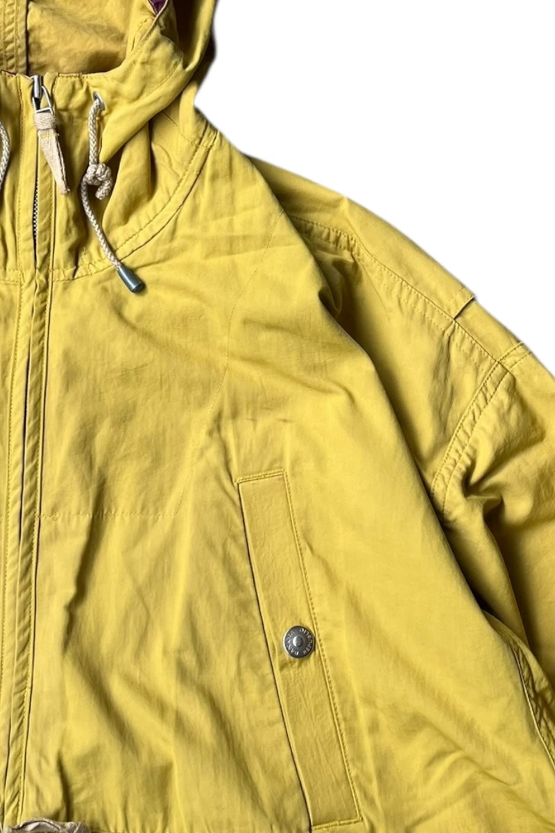 90'S NYLON HOODIE HUNTING JACKET / YELLOW [SIZE: L USED]