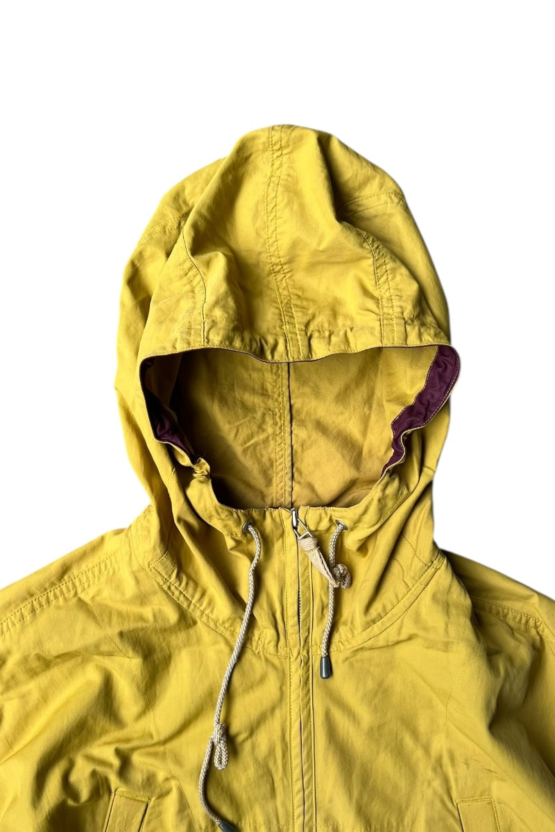 90'S NYLON HOODIE HUNTING JACKET / YELLOW [SIZE: L USED]