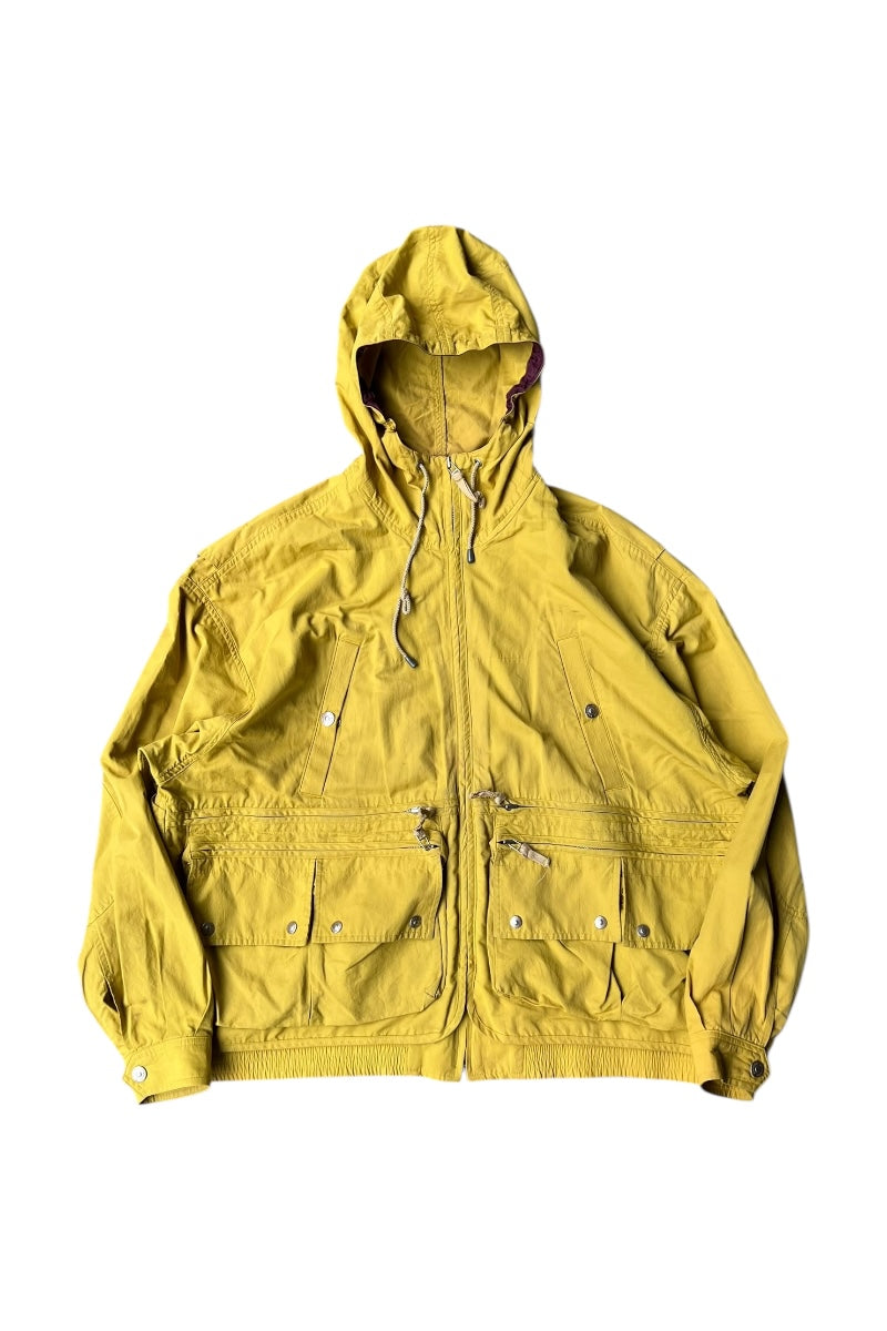 90'S NYLON HOODIE HUNTING JACKET / YELLOW [SIZE: L USED]