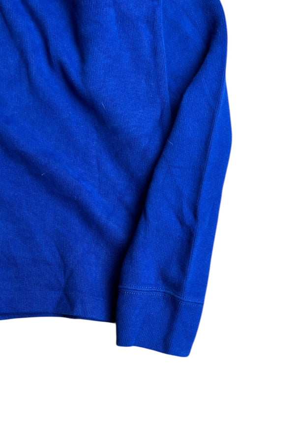 90'S HALF-ZIP COTTON KNIT SWEATER / BLUE [SIZE: M USED]