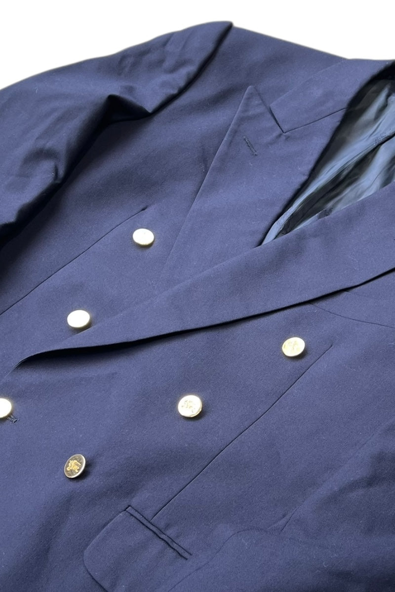 MADE IN USA 90'S SAKS FIFTH AVENUE DOUBLE TAILORED JACKET / NAVY [SIZE: M USED]