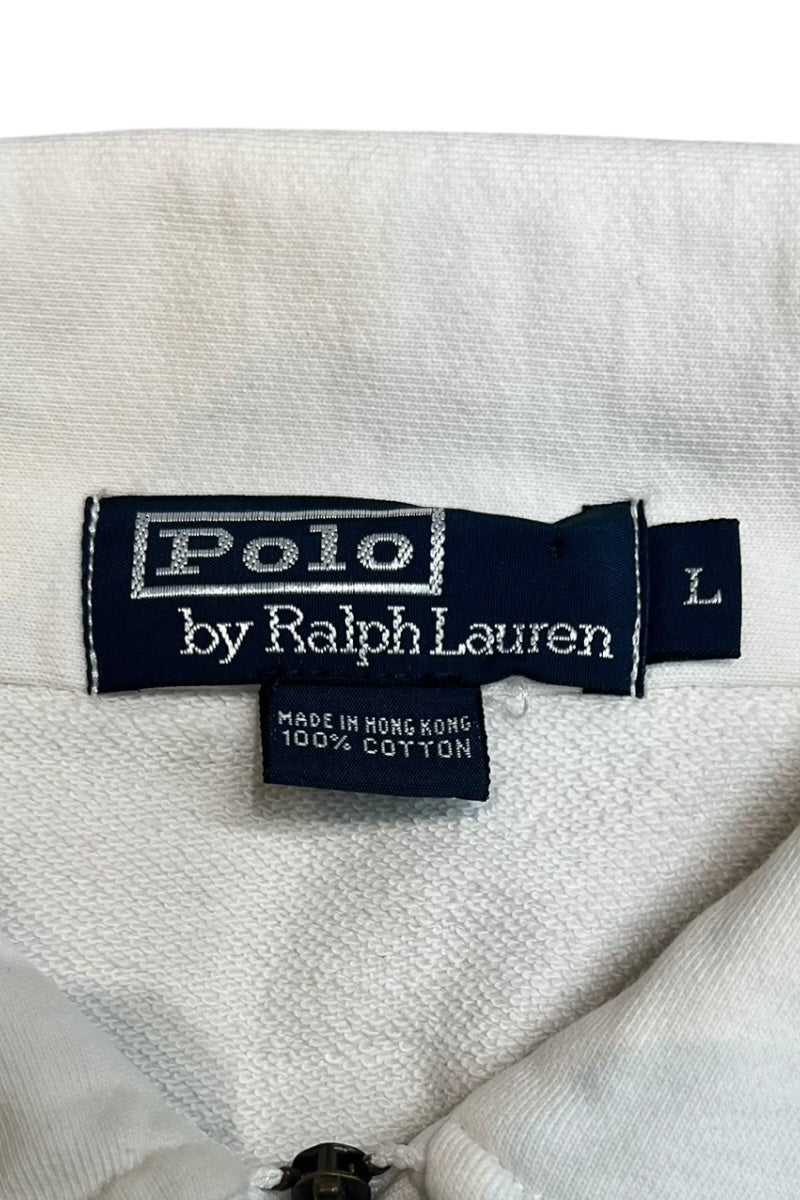 90'S P LOGO HALF-ZIP L/S POLO SHIRT / WHITE [SIZE: L USED]