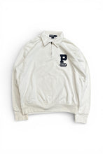画像をギャラリービューアに読み込む, 90'S P LOGO HALF-ZIP L/S POLO SHIRT / WHITE [SIZE: L USED]
