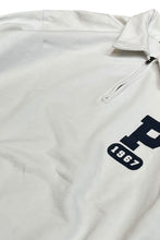 画像をギャラリービューアに読み込む, 90'S P LOGO HALF-ZIP L/S POLO SHIRT / WHITE [SIZE: L USED]
