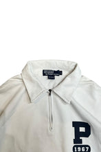 画像をギャラリービューアに読み込む, 90'S P LOGO HALF-ZIP L/S POLO SHIRT / WHITE [SIZE: L USED]

