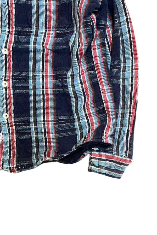 90s L/S CHECK HOODIE SWEAT SHIRT / CHECK [SIZE: L USED]