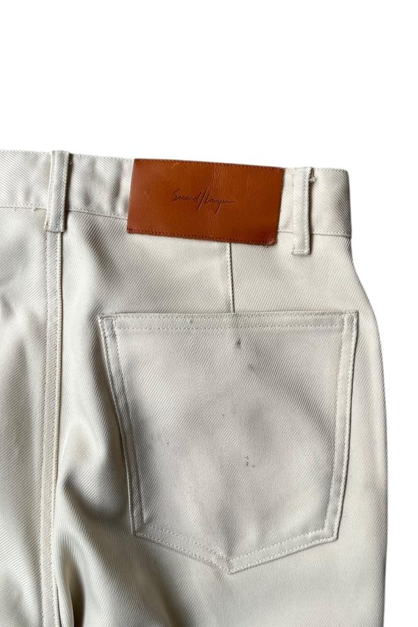 MADE IN ITALY FLARE SLACKS PANTS / BEIGE [SIZE: 44 USED]