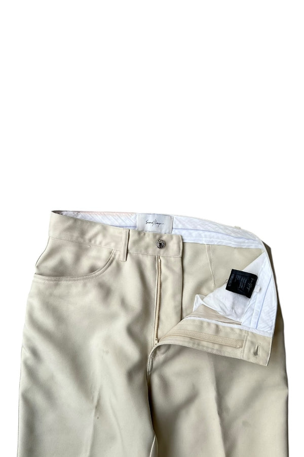 MADE IN ITALY FLARE SLACKS PANTS / BEIGE [SIZE: 44 USED]