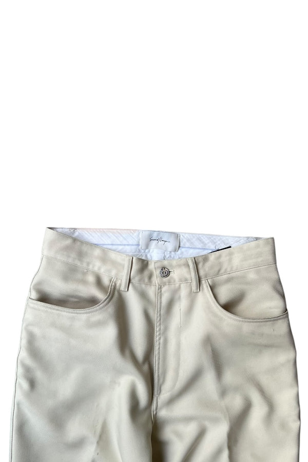 MADE IN ITALY FLARE SLACKS PANTS / BEIGE [SIZE: 44 USED]