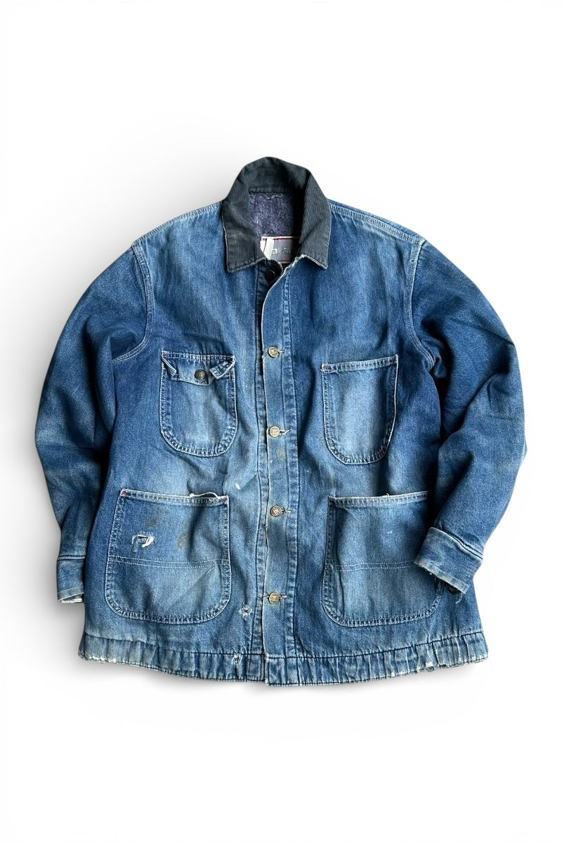 MADE IN USA 70-80'S COVERALL JACKET W/BLANKET LINER / INDIGO [SIZE: L USED]